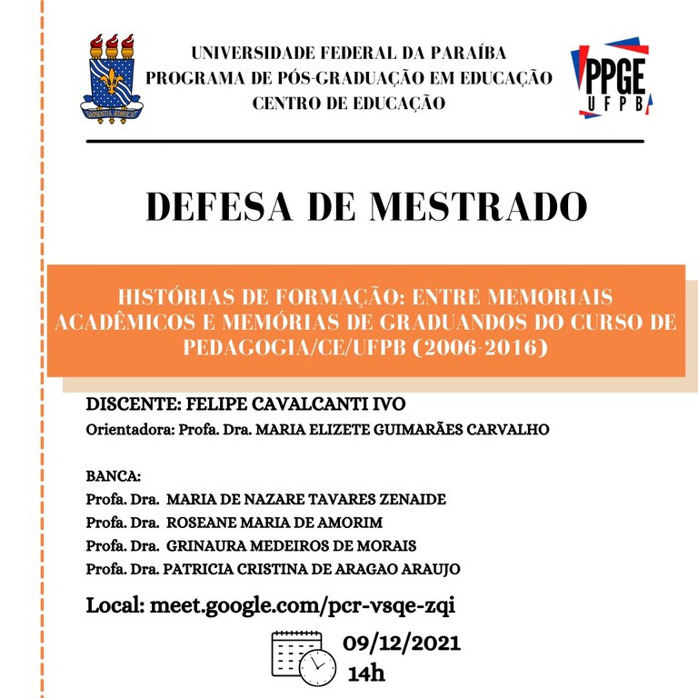 DEFESA DE MESTRADO DE FELIPE CAVALCANTI IVO